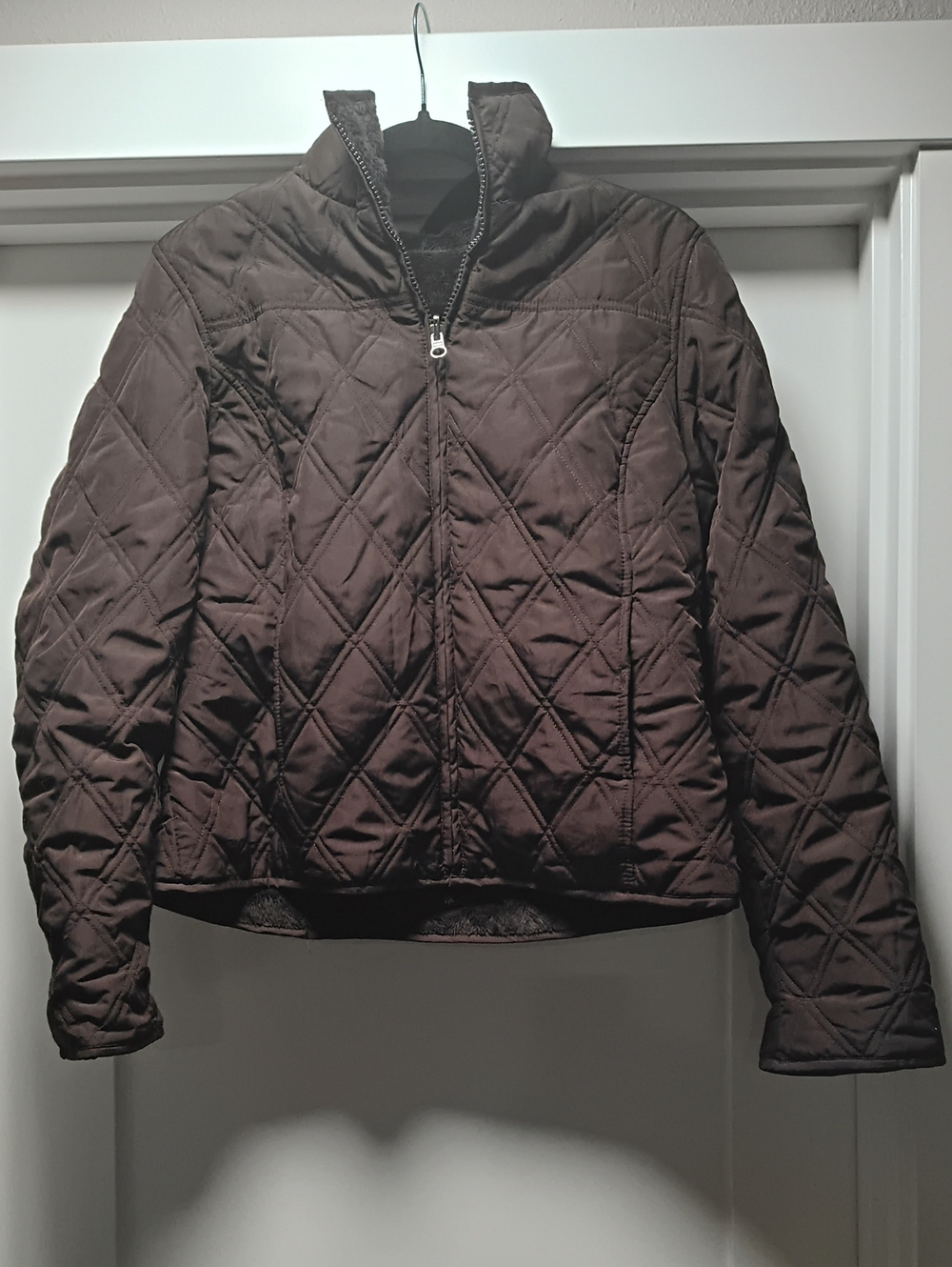 Women's Quilted Puffer Jacket in Dark Brown